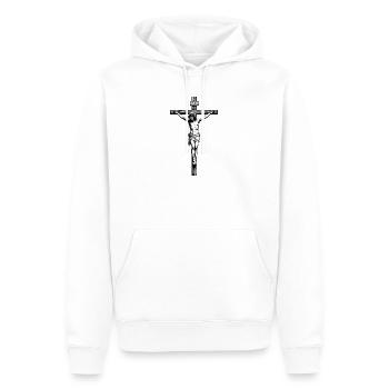 Kruzifix SchwarzWeiss INRI Illustration - Männer Premium Bio Hoodie - Weiß - Vorne - Nico (187cm)