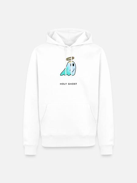 Haly Ghost: Sanfter Leuchtgeist - Männer Premium Bio Hoodie - Weiß