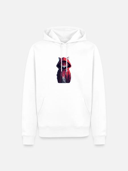 Katze mit Hoodie - Männer Premium Bio Hoodie - Weiß