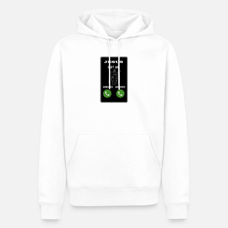 Jesus ruft an - Männer Premium Bio Hoodie - Weiß