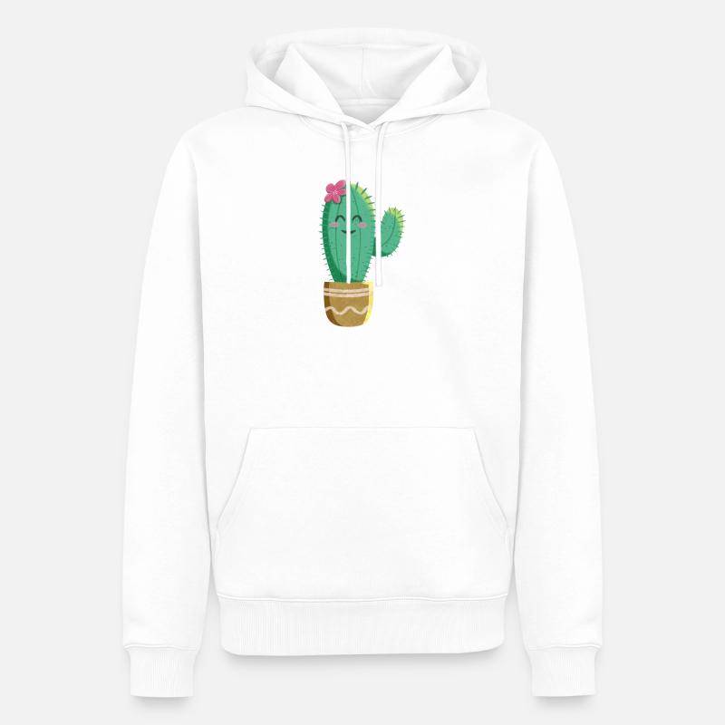 Cactus mignon avec fleur - Sweat à capuche Premium bio Homme - blanc