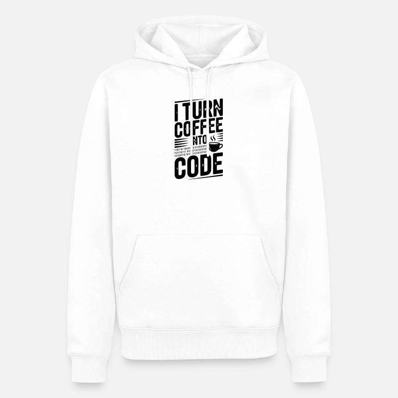Ich verwandle Kaffee in Code - Männer Premium Bio Hoodie - Weiß