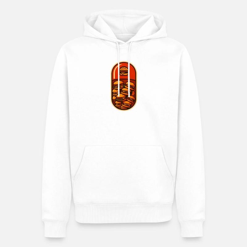 Lustiges Hamburger Stack Lover Design - Männer Premium Bio Hoodie - Weiß