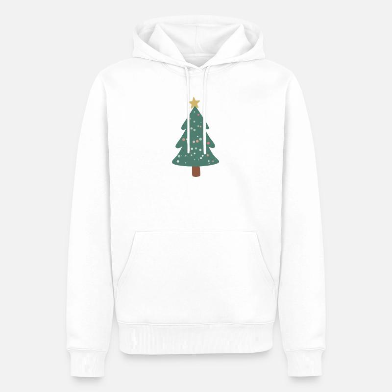 Sapin de Noël vert forêt avec des points - Sweat à capuche Premium bio Homme - blanc