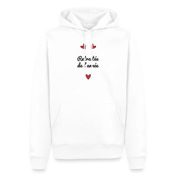 RETRAITEE. RETRAITE. BONNE RETRAITE - Sweat à capuche Premium bio Homme - blanc - Devant - Nico (187cm)