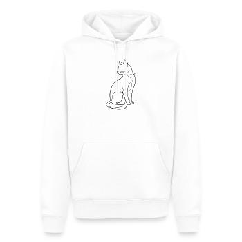 Einzeilige sitzende Katzensilhouette - Männer Premium Bio Hoodie - Weiß - Vorne - Nico (187cm)