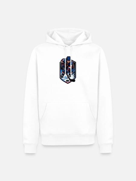 Eisjäger 86 – Hockey-Action - Männer Premium Bio Hoodie - Weiß