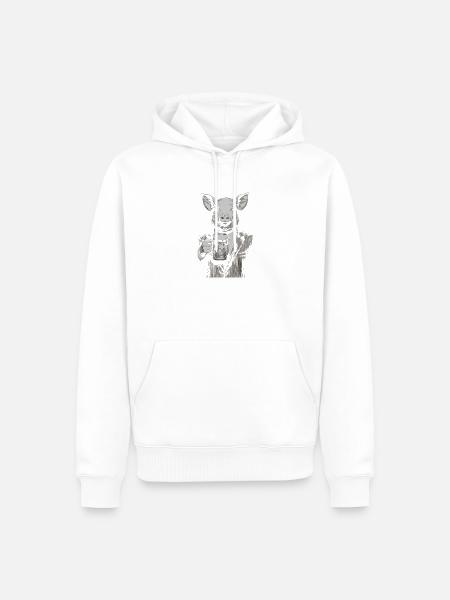 Schwein jubelt im Anzug - Männer Premium Bio Hoodie - Weiß