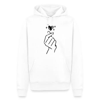 K-Pop Saranghae Love Hand Heart - Sweat à capuche Premium bio Homme - blanc - Devant - Nico (187cm)