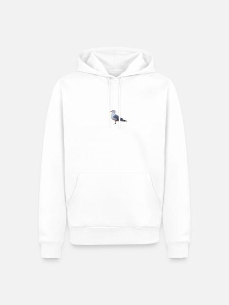 Möwe Mit Heul Leise Text - Männer Premium Bio Hoodie - Weiß
