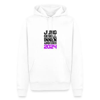 Enterrement de vie de jeune fille 2024 Enterrement de vie de jeune fille - Sweat à capuche Premium bio Homme - blanc - Devant - Nico (187cm)