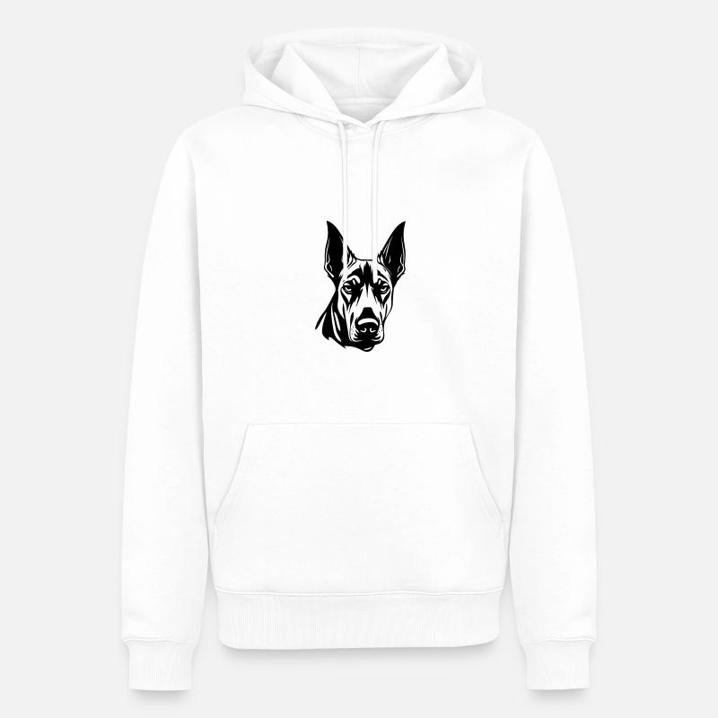 Doberman Hund Kopf - Männer Premium Bio Hoodie - Weiß