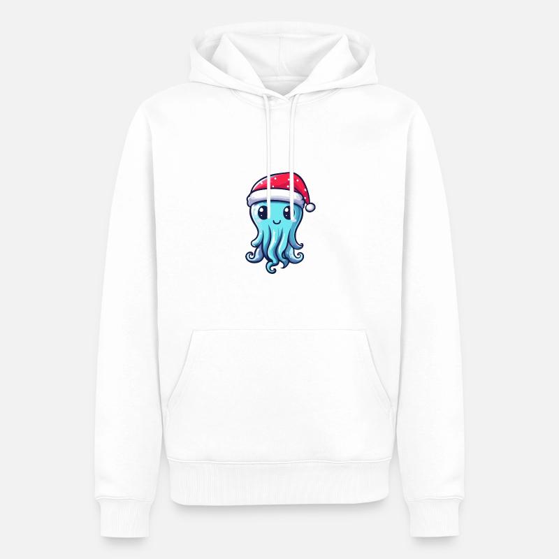 Méduse Noël mignon - Sweat à capuche Premium bio Homme - blanc