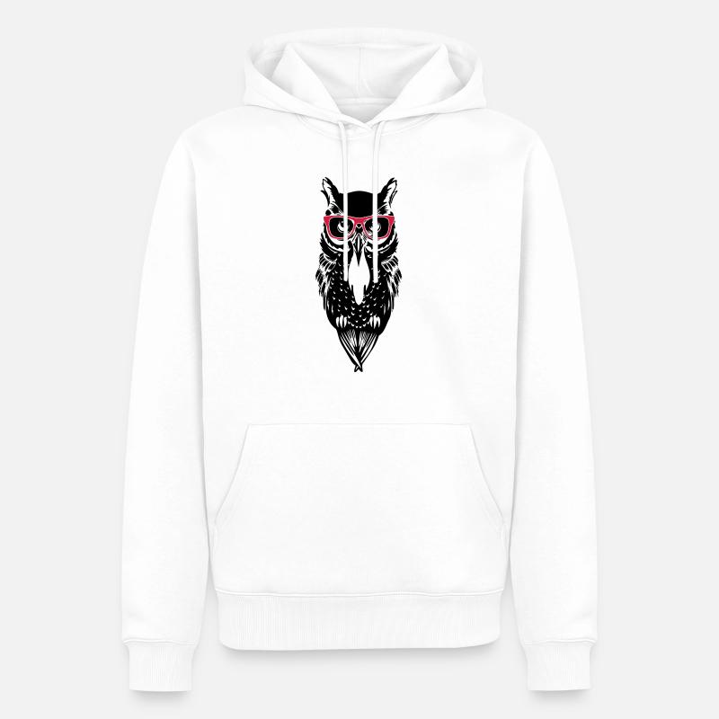 eule owl_glasses_2 - Männer Premium Bio Hoodie - Weiß