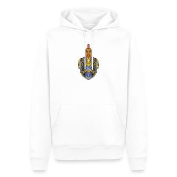 Knight Chicken avec Armor Crusader - Sweat à capuche Premium bio Homme - blanc - Devant - Nico (187cm)