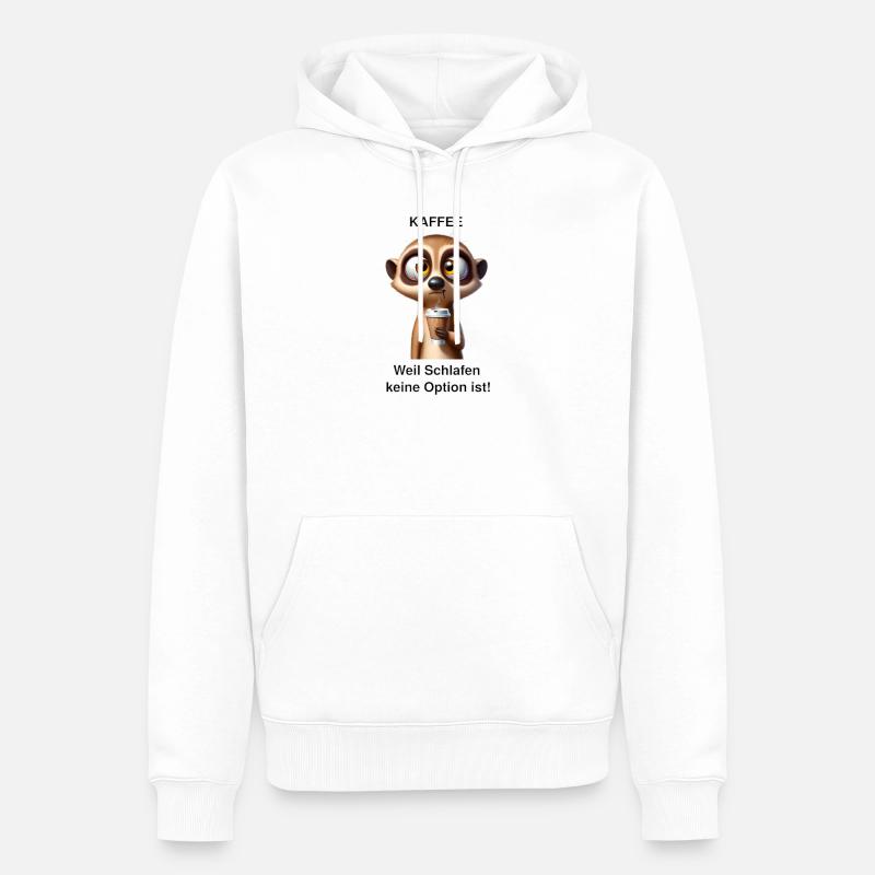 Müdes Erdmännchen mit Kaffee - Männer Premium Bio Hoodie - Weiß