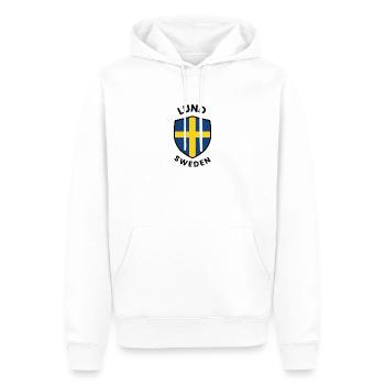 Lund Shield Flag in Sweden - Men’s Premium Organic Hoodie - white - Front - Nico (187cm)