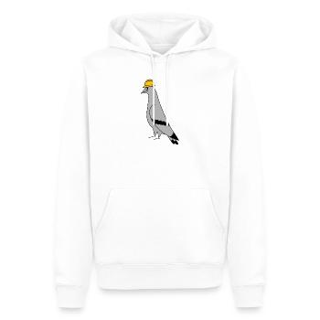 Casque de construction pour pigeons – Illustration minimale - Sweat à capuche Premium bio Homme - blanc - Devant - Nico (187cm)