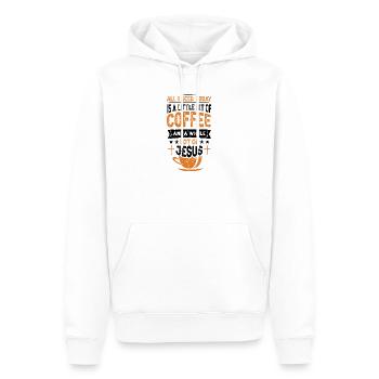 Kaffee & Jesus – Mehr brauche ich nicht - Männer Premium Bio Hoodie - Weiß - Vorne - Nico (187cm)