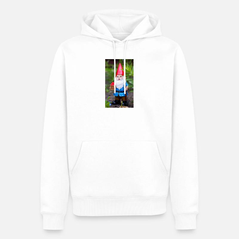 Gartengnom mit Korb - Männer Premium Bio Hoodie - Weiß