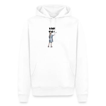 Fille peignant une œuvre statement WTF - Sweat à capuche Premium bio Homme - blanc - Devant - Nico (187cm)