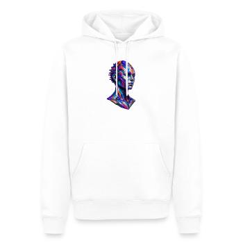 Futuristischer Android – Geometrische KI Kunst - Männer Premium Bio Hoodie - Weiß - Vorne - Nico (187cm)