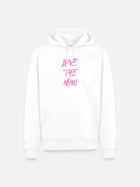 Love the now - pink - Männer Premium Bio Hoodie - Weiß