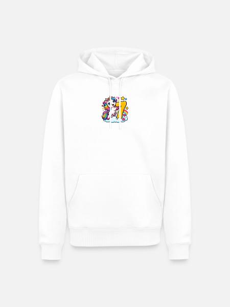 Regenbogen-Einhorn Siebenzauber - Männer Premium Bio Hoodie - Weiß