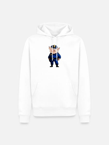 Schweine Polizei / Polizistin Schwein - Männer Premium Bio Hoodie - Weiß
