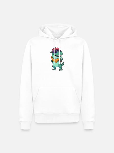 Schule Dino T Rex - Männer Premium Bio Hoodie - Weiß