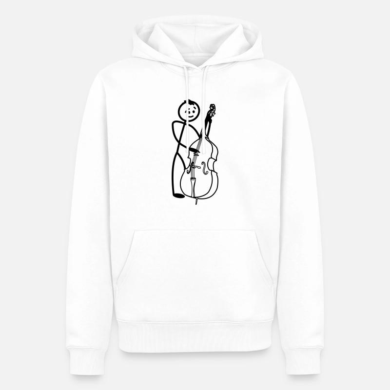 Kontrabass-Strichmännchen transparent - Männer Premium Bio Hoodie - Weiß
