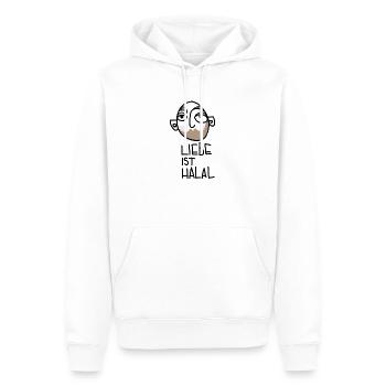 LIEBE HALAL - Männer Premium Bio Hoodie - Weiß - Vorne - Nico (187cm)