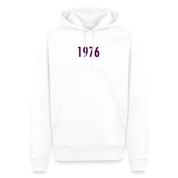 Année 1976 Style néon - Sweat à capuche Premium bio Homme - blanc - Devant - Nico (187cm)