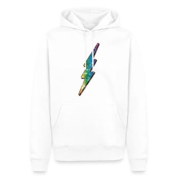 Blitz Flash Vintage - Sweat à capuche Premium bio Homme - blanc - Devant - Nico (187cm)
