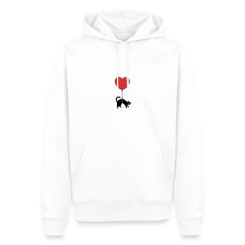 Chat noir avec ballon cœur pour les amoureux des chats - Sweat à capuche Premium bio Homme - blanc - Devant - Nico (187cm)
