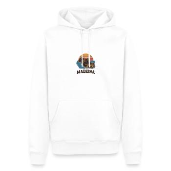 Entdecke Madeira: Sonnenuntergang über den Bergen - Männer Premium Bio Hoodie - Weiß - Vorne - Nico (187cm)