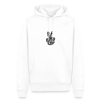 Soyez heureux Soyez vous-même : une source d’inspiration - Sweat à capuche Premium bio Homme - blanc - Devant - Nico (187cm)