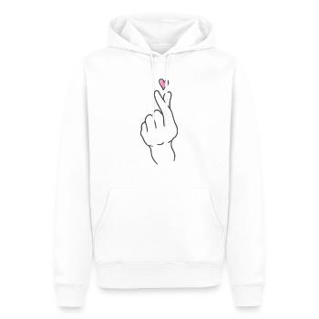 Coréen pour l’amour - Sweat à capuche Premium bio Homme - blanc - Devant - Nico (187cm)