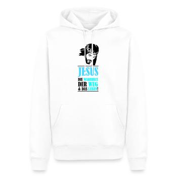Jésus : la vérité, le chemin et la vie - Sweat à capuche Premium bio Homme - blanc - Devant - Nico (187cm)