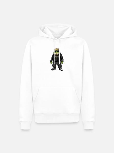 Crowned Frog Streetwear - Männer Premium Bio Hoodie - Weiß