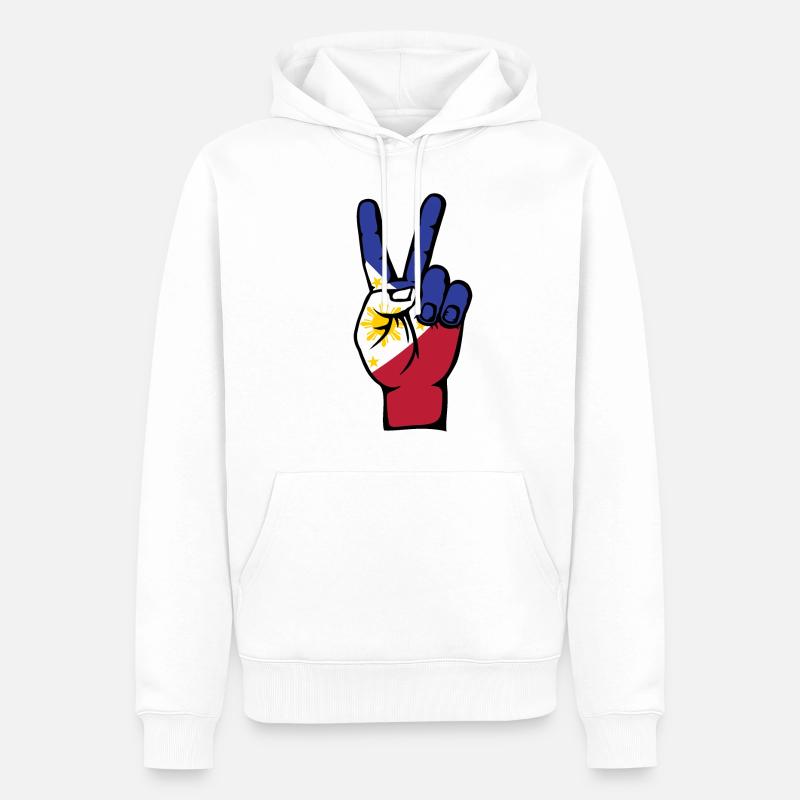 Philippines Drapeau Paix Victoire Symbole - Sweat à capuche Premium bio Homme - blanc