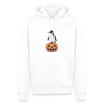 Halloween-Pinguin Kürbis Design - Männer Premium Bio Hoodie - Weiß - Vorne - Nico (187cm)