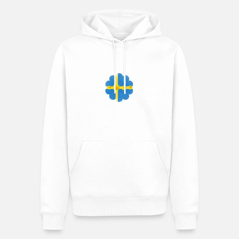 Suède Pissenlit Fleurs Suède Drapeau - Sweat à capuche Premium bio Homme - blanc