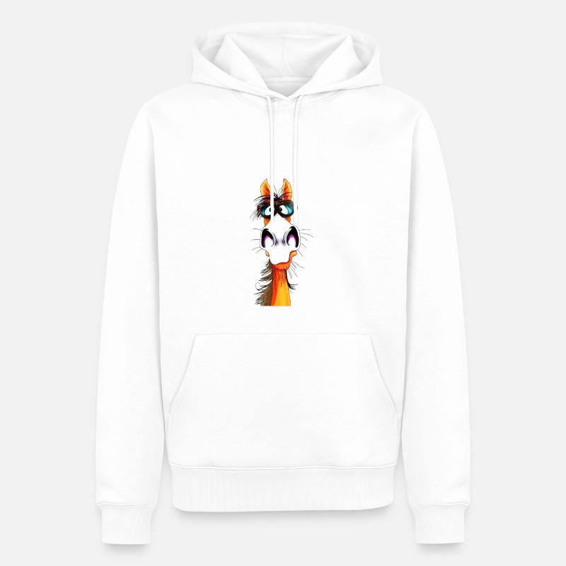 Cheval Plotz - Sweat à capuche Premium bio Homme - blanc