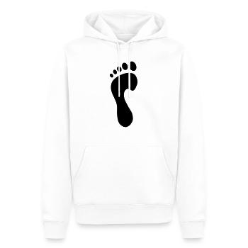 Fuß links - Männer Premium Bio Hoodie - Weiß - Vorne - Nico (187cm)