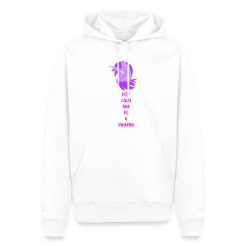 Licorne Restez calme - Sweat à capuche Premium bio Homme - blanc - Devant - Nico (187cm)