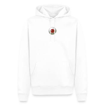 Je te vois | Œil rouge - Sweat à capuche Premium bio Homme - blanc - Devant - Nico (187cm)