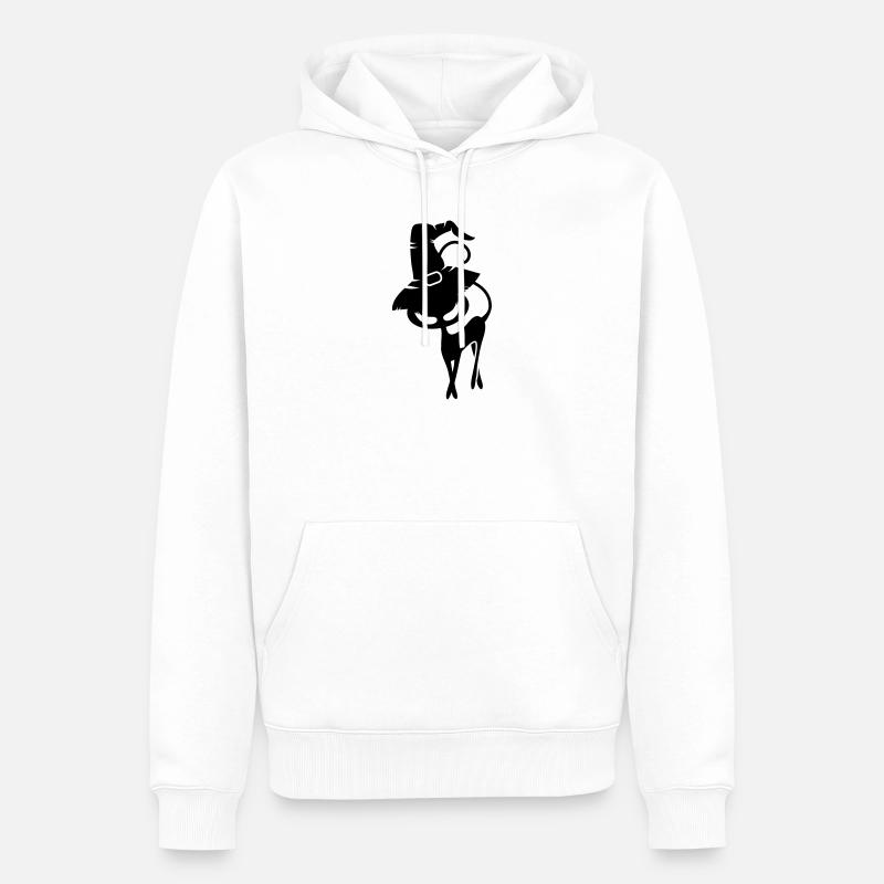 schwarze Katze mit Hexenhut - Männer Premium Bio Hoodie - Weiß