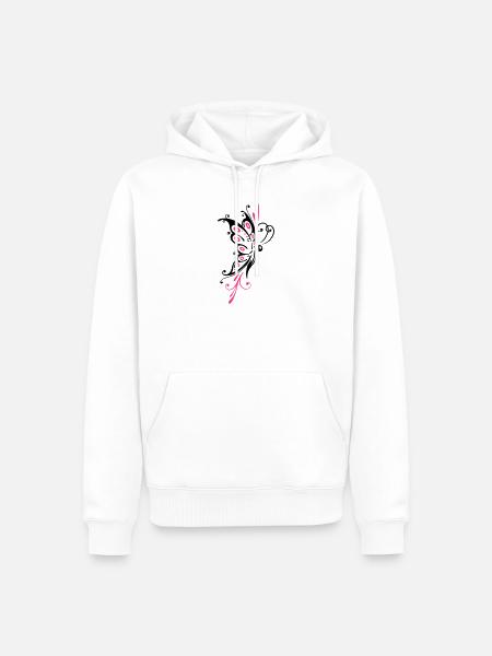 Papillon filigrané, ailes, tatouage tribal - Sweat à capuche Premium bio Homme - blanc