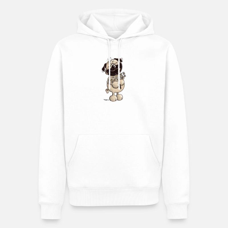 Süßer Mops - Möpse - Mopsfideler Mops - Geschenk - Männer Premium Bio Hoodie - Weiß
